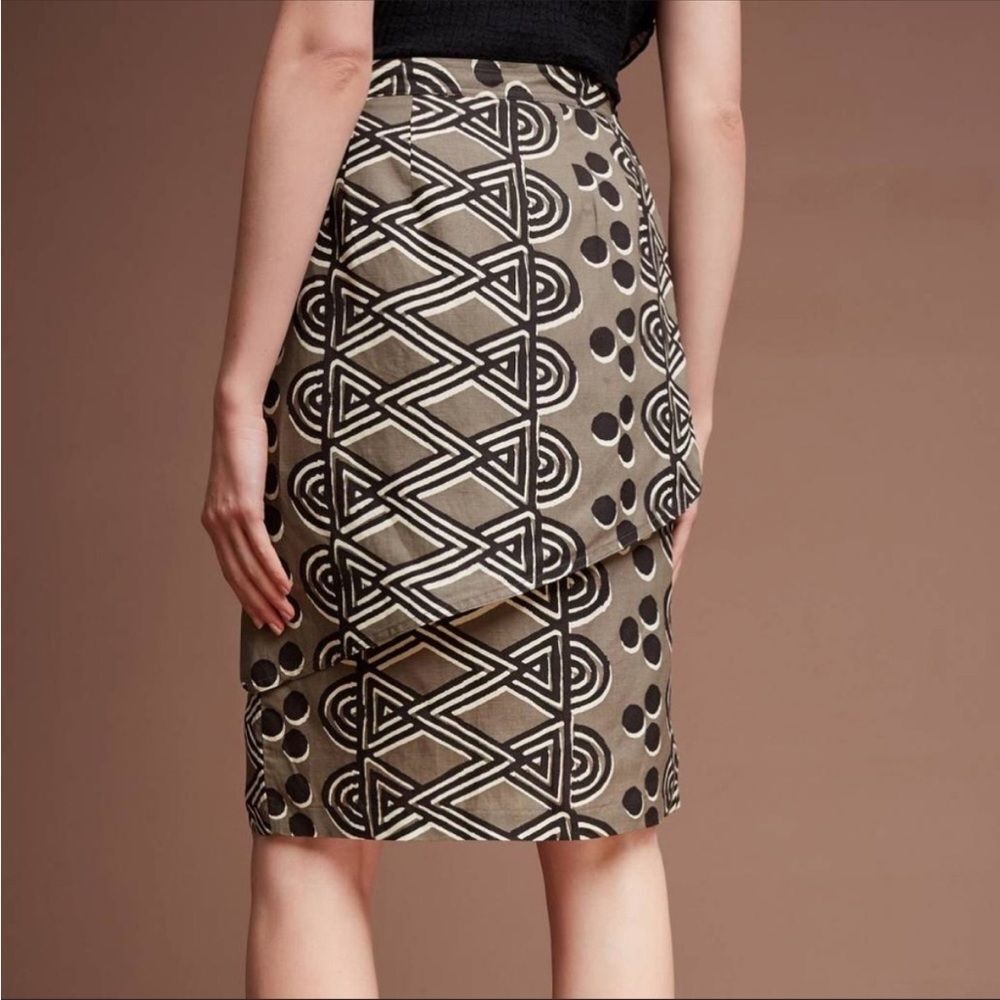 ⛔️SOLD⛔️Anthropologie Maeve Edessa Linen Brown Tribal Print Sarong Wrap Skirt Si - Picture 5 of 12